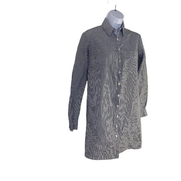 Michael Kors Womens Button Down Long Sleeve Mini Dress Navy Blue White Size 0 - Picture 2 of 7